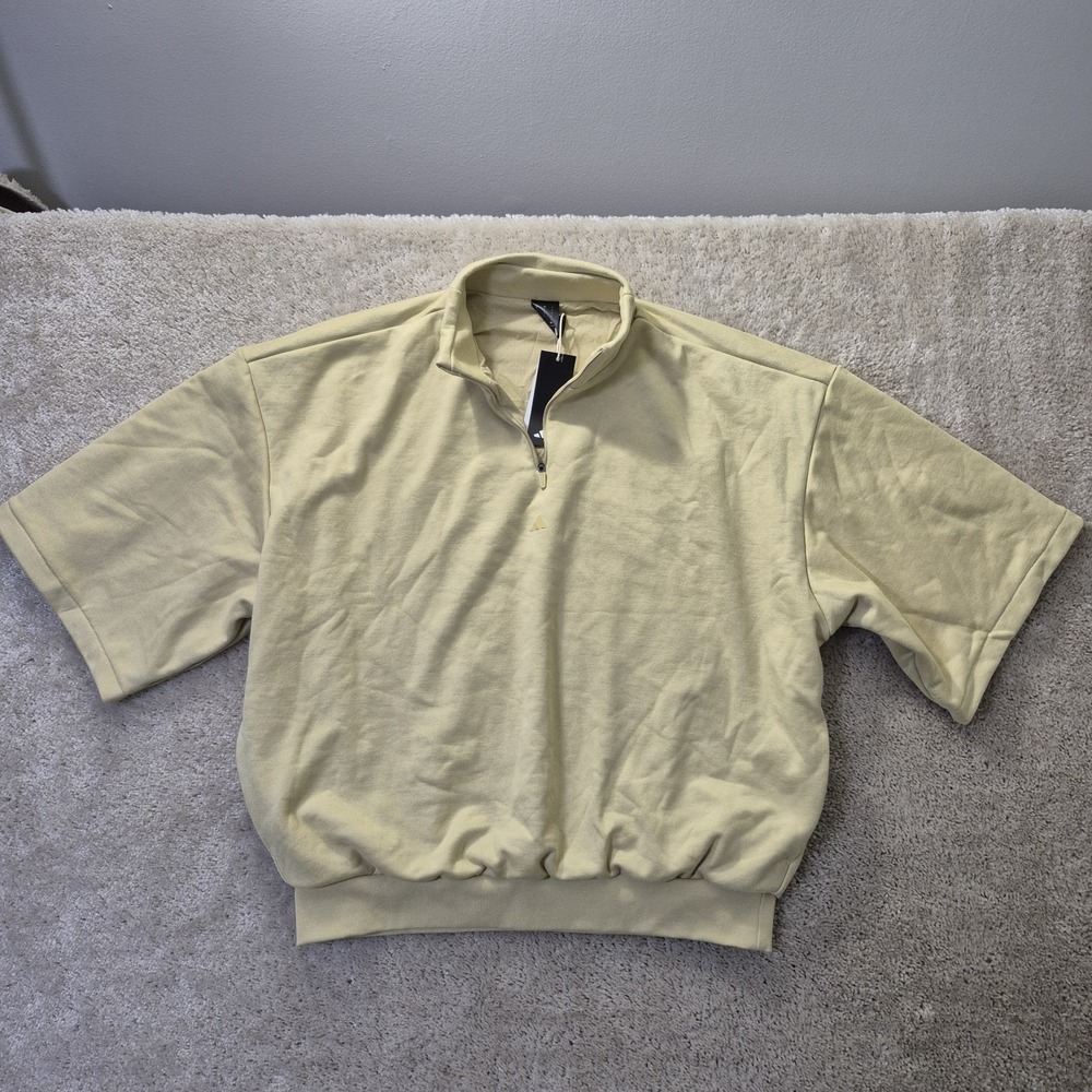 Adidas Basketball Sueded Sweatshirt 1/4 Zip Yellow Oversized Baggy Warmup 90s - Picture 2 of 10